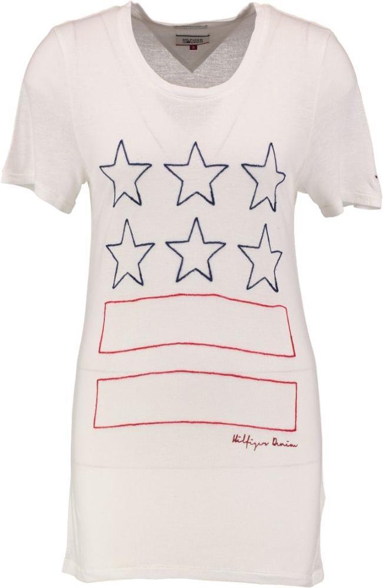 Tommy hilfiger zacht snow white t-shirt viscose linnen - Maat XS