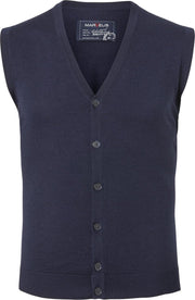 MARVELIS heren vest mouwloos - wol - V-hals - donkerblauw -  Maat: 3XL