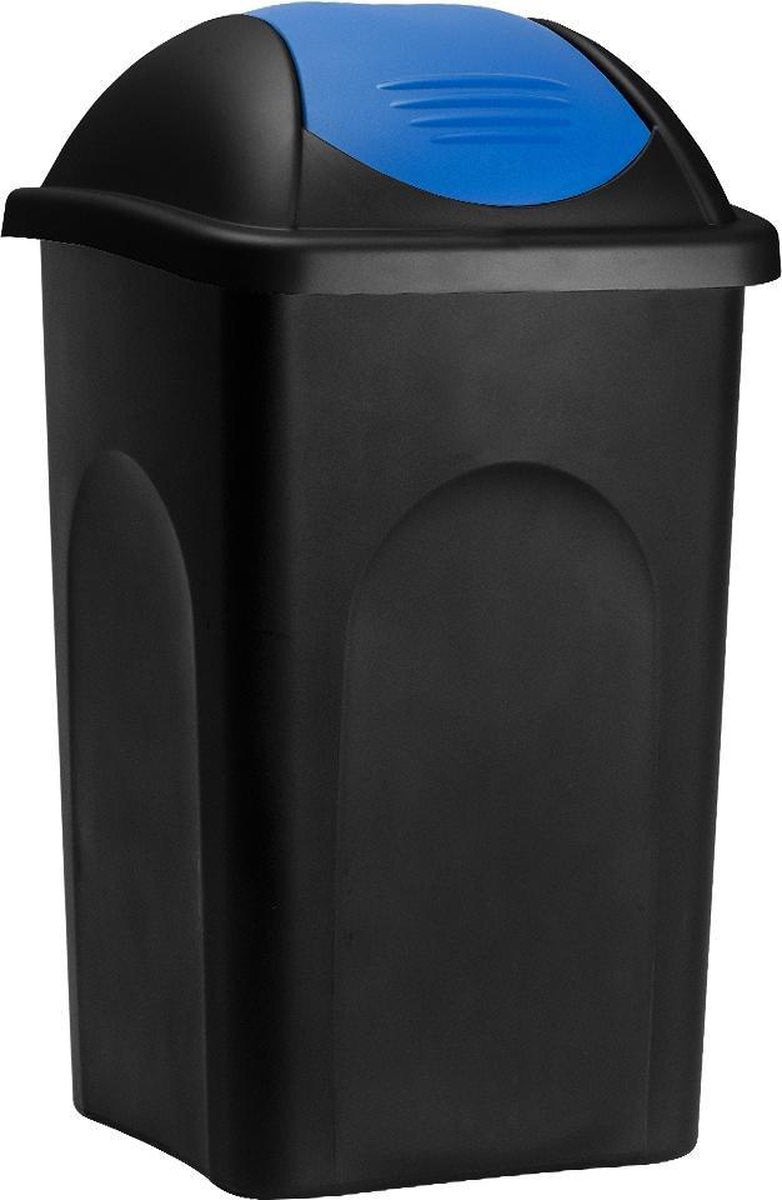 Deuba Afvalbak zwart/blauw 60 liter
