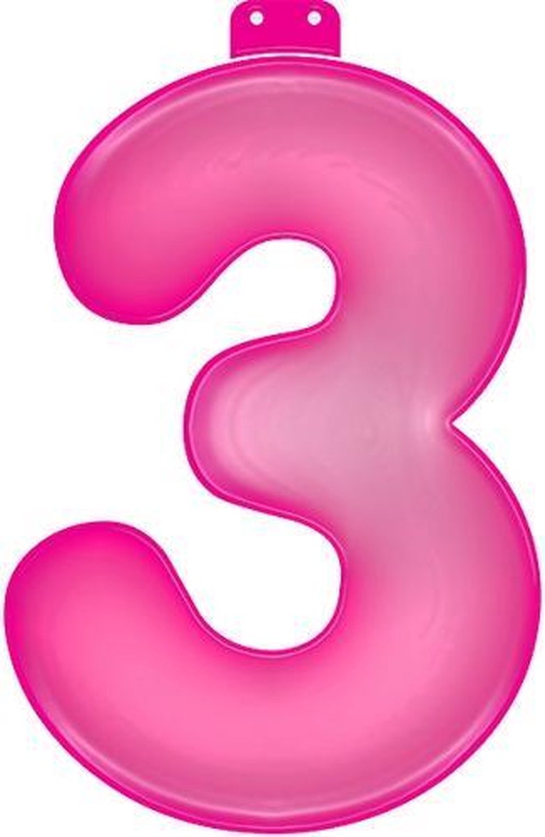 Opblaasbaar Cijfer 3 Roze 35cm