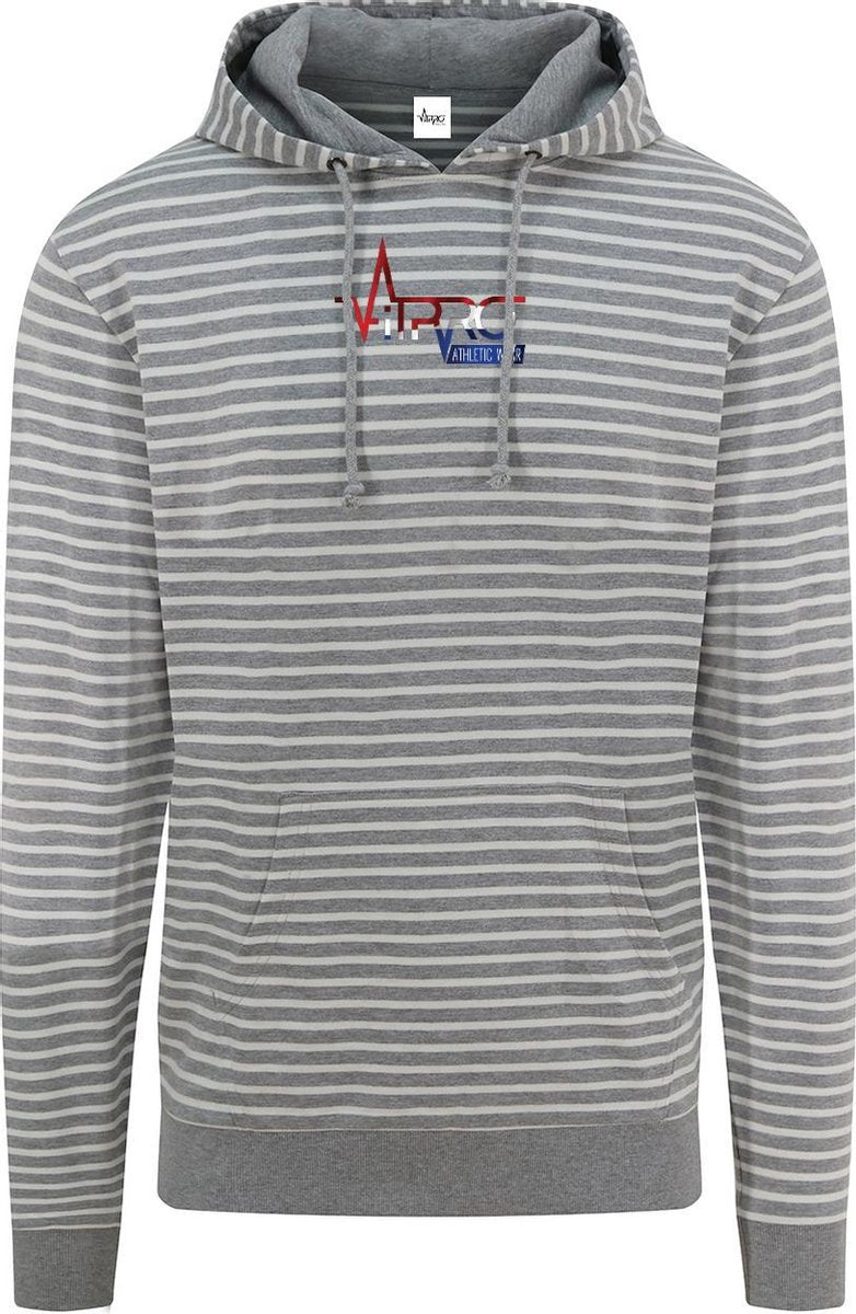 FitProWear Unisex Stripe Hoodie Grijs - Maat XXL / 2XL - Hoodie heren - Hoodie dames - Trui - Sweater - Sporttrui - Trui Capuchon - Grijze trui - Relaxed Fit - Trui Katoen/Polyester