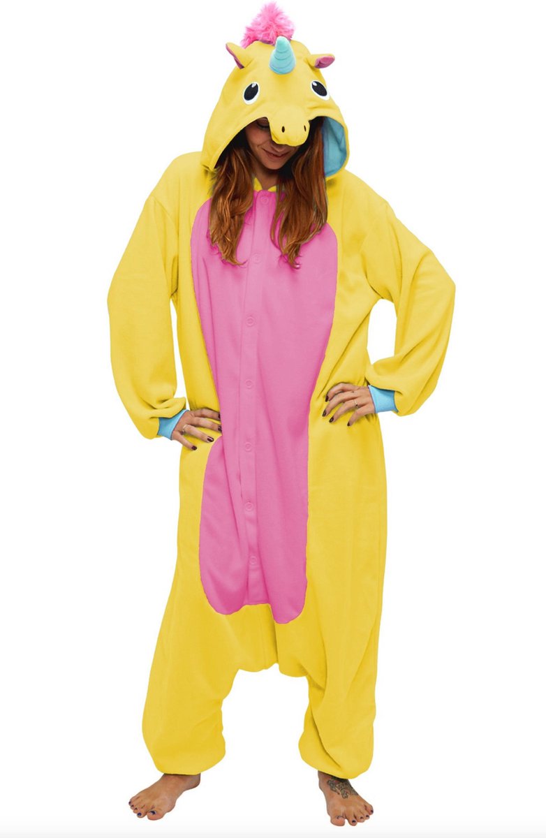 KIMU Onesie eenhoorn kinder pak unicorn geel - maat 128-134 - eenhoornpak jumpsuit pyjama