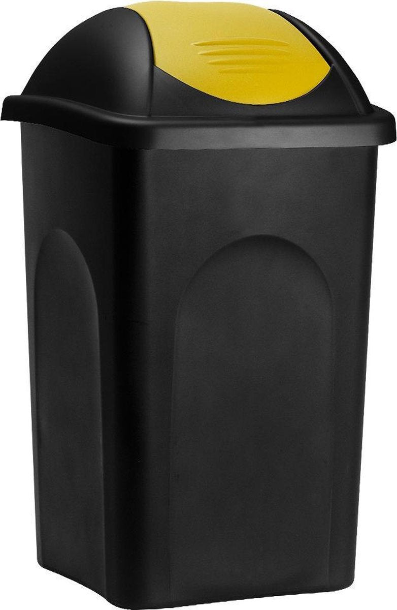Deuba Afvalbak zwart/geel 60 liter