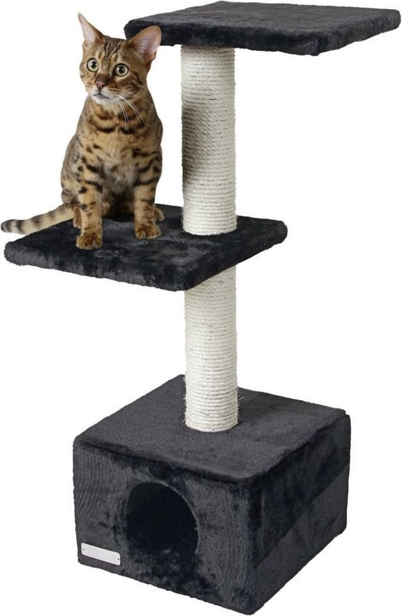 Krabpaal Venus "Zwart" (85*30*30cm) - Krabpaal - krabton voor katten - krabton voor volwassen katten - krabtonnen voor katten - krabtonnen