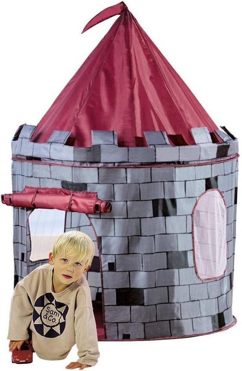 Bino Speeltent Kasteel Jongens 105 X 125 Cm Polyester Grijs/rood
