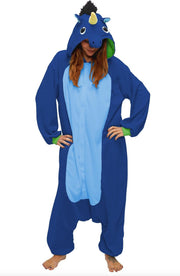 KIMU Onesie eenhoorn pak donkerblauw unicorn kostuum - maat S-M - unicornpak jumpsuit huispak