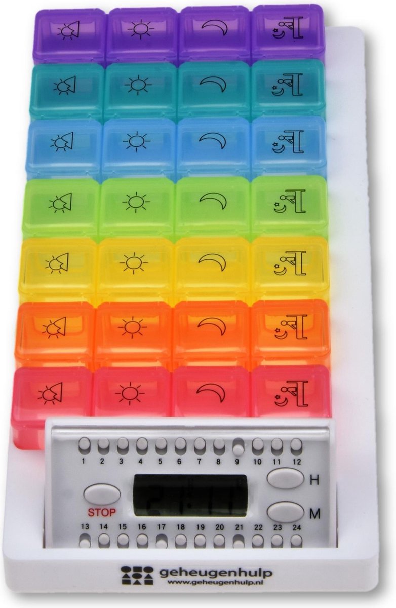 Medicijnalarm GH710H met 6 eenvoudig in te stellen alarmen en weeklader.