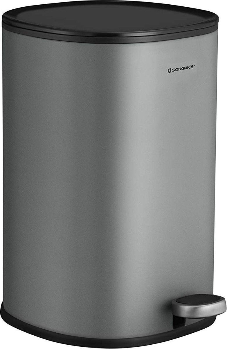 Nancy's Vuilnisbak 5L - Stalen Pedaalemmer - Luchtdicht - Prullenbak - Badkamer - Grijs - 20 x 20 x 30