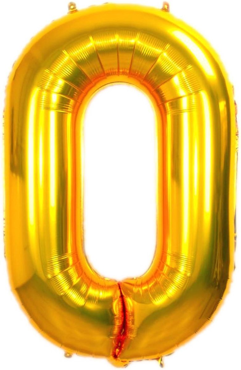 Folie Ballon Cijfer 0 Jaar Goud 86Cm Verjaardag Folieballon Met Rietje