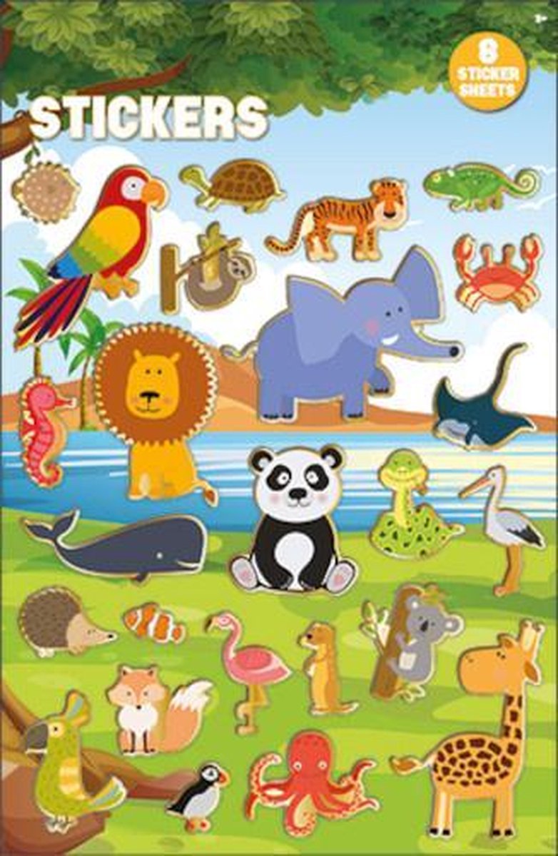W&o Stickervel Junior 15 X 23 Cm Papier Groen/blauw 8 Stuks