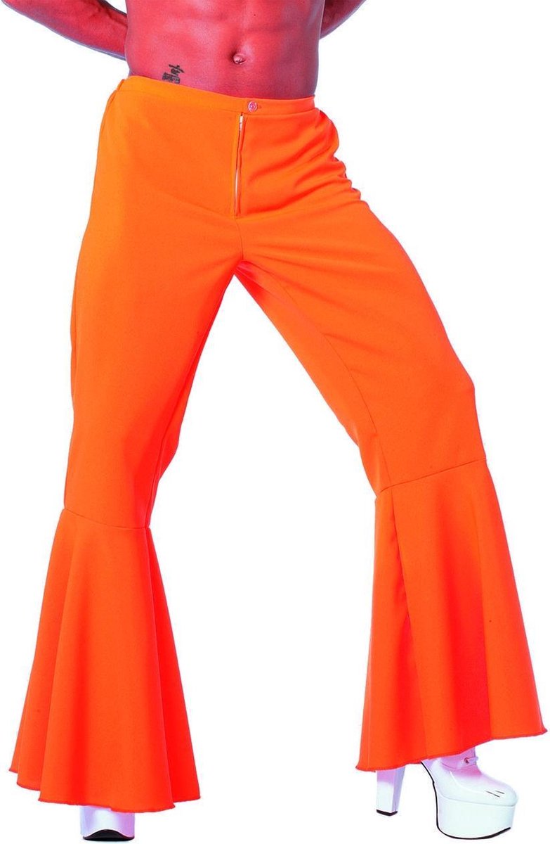 Hippie broek neon oranje voor heer