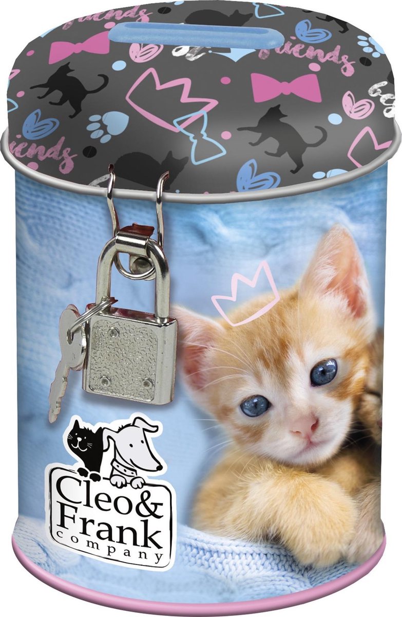 Cleo & Frank Kitten Spaarpot met slotje - 11.5 cm - Multi
