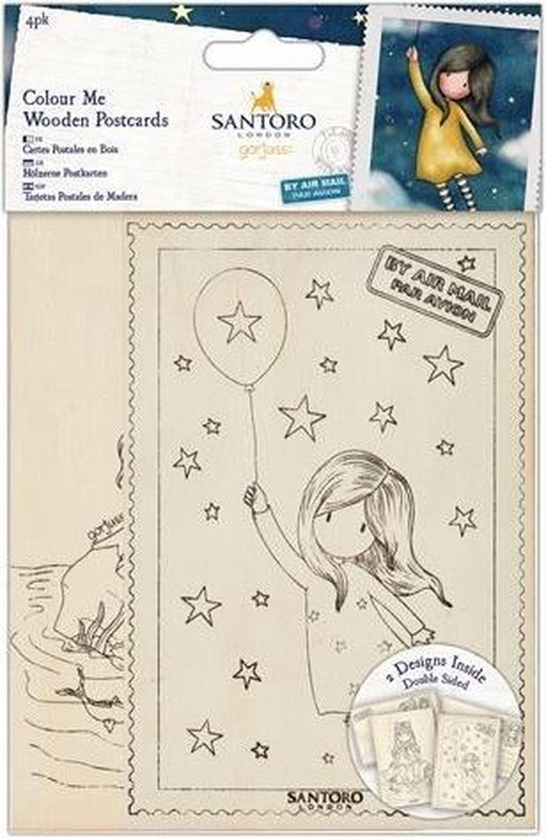 Colour Me Houten Ansichtkaarten (4 pak) - Santoro