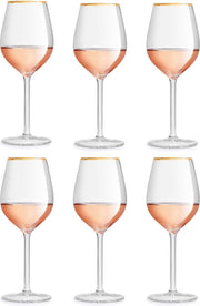 Libbey Wijnglas Atlin - 380 ml / 38 cl - 6 stuks - gouden rand - klassiek - feestelijk