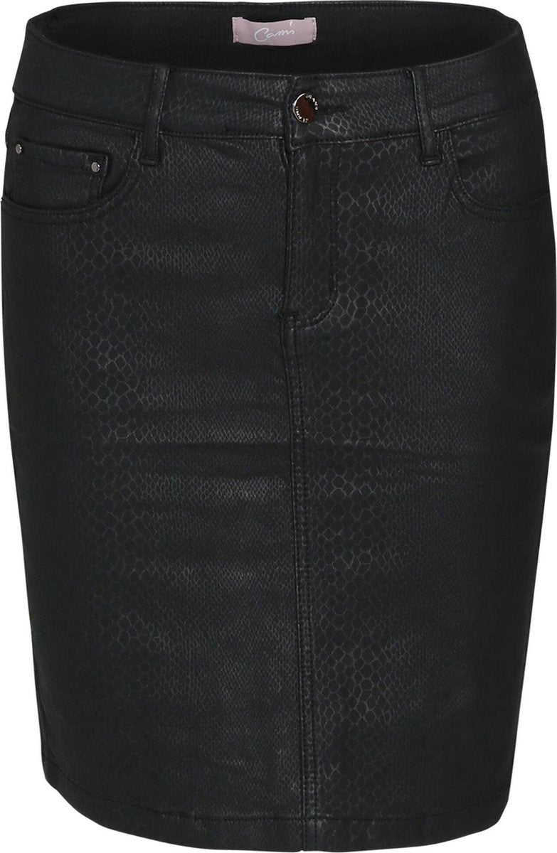 Cassis - Gecoate rok met pythonprint - Zwart