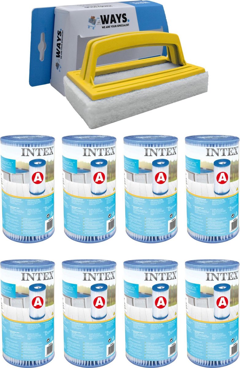 Intex - A filters - 8 stuks - Geschikt voor filterpomp 28604GS/28638GS/28636GS & WAYS scrubborstel