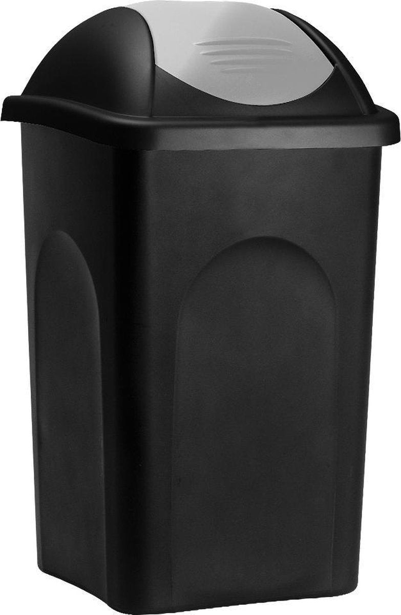 Deuba Afvalbak zwart/zilver 60 liter