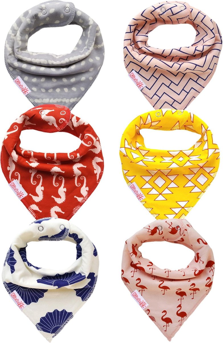 Bandana slab | kwijlslab meisjes | set 6 stuks baby slabbers | BB01