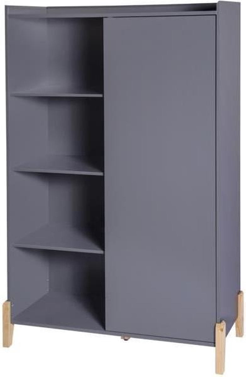 FUSIFOM Hoge kast met 1 deur - Grijs - L 100 x D 40 x H 150 cm