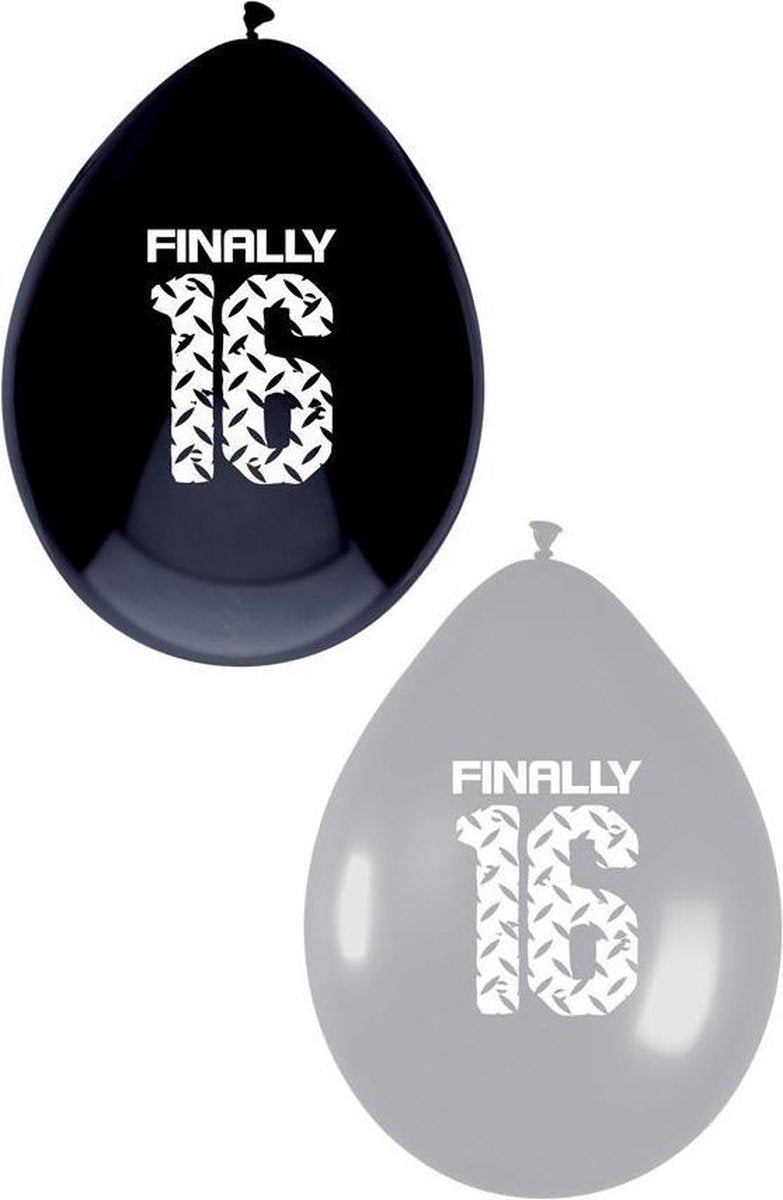 Ballonnen per 6 Finally sixteen black/silver