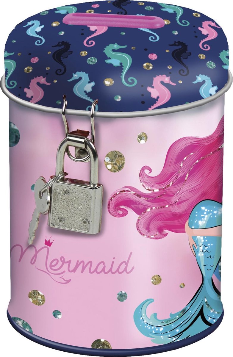 Zeemeermin Spaarpot met slotje - 11.5 cm - 2 Sleutels