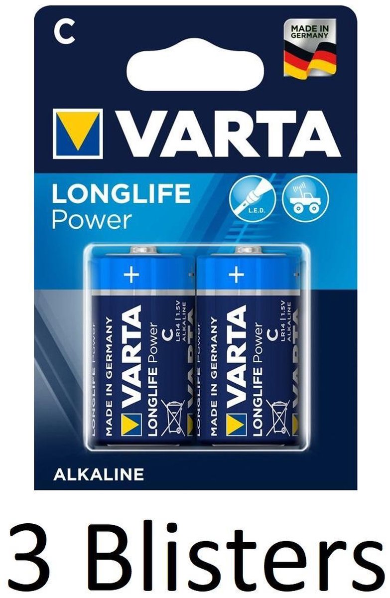 6 Stuks (3 Blisters a 2 st) Varta Longlife Power C Batterijen