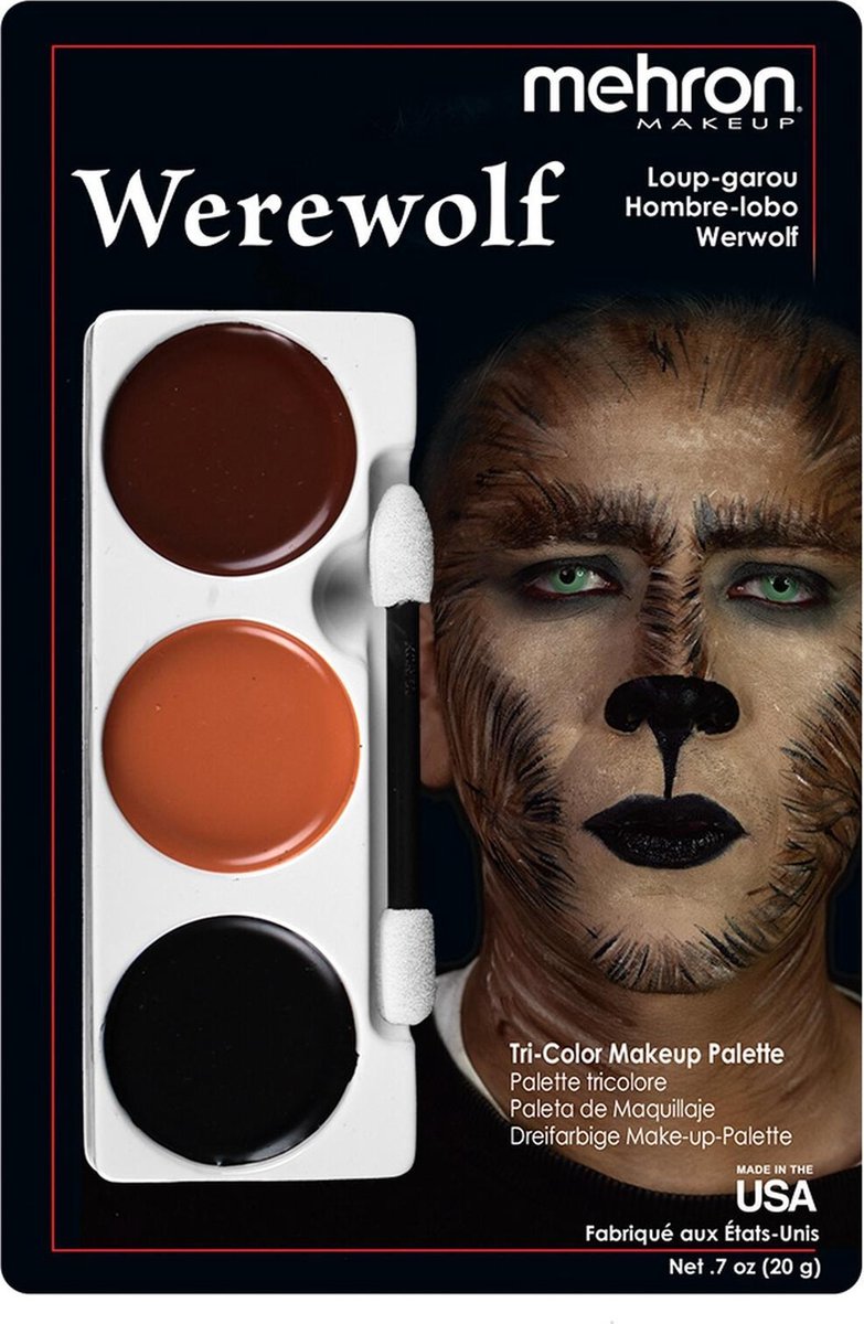 Mehron Schmink Palet met drie kleuren - Weerwolf