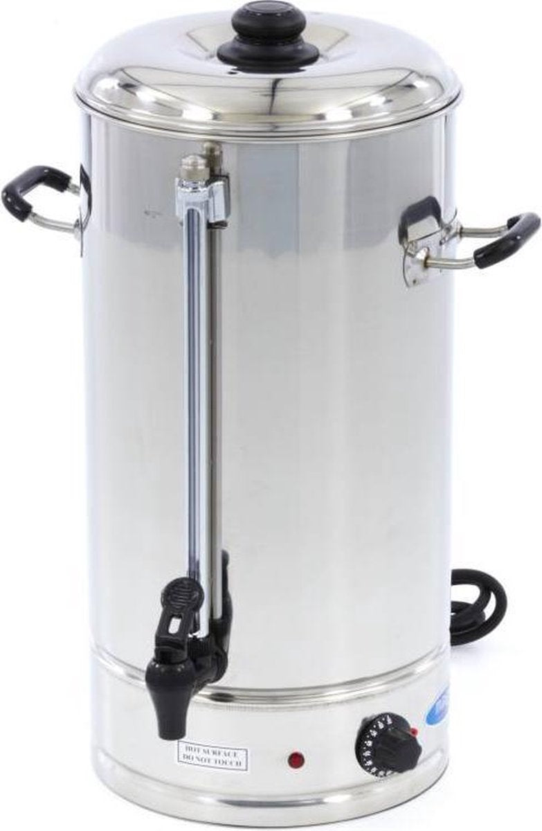 Heet Water Dispenser 20 Liter - RVS - Aftapkraan - met Peilglas + Temperatuurindicatie - 30 tot 110 Graden - Horeca Water Koker / Boiler - Maxima
