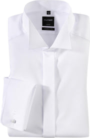 OLYMP Luxor modern fit overhemd - smoking overhemd - wit - gladde stof met wing kraag - Strijkvrij - Boordmaat: 48