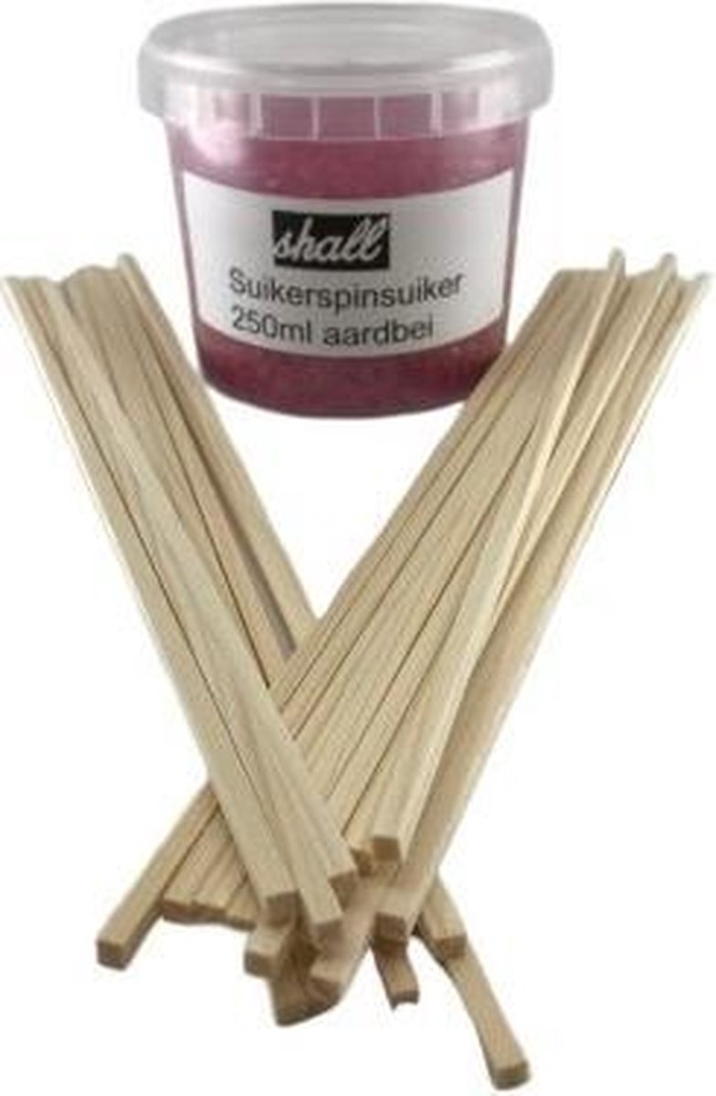 Shall Suikerspin cadeau set met stokjes smaak aardbei