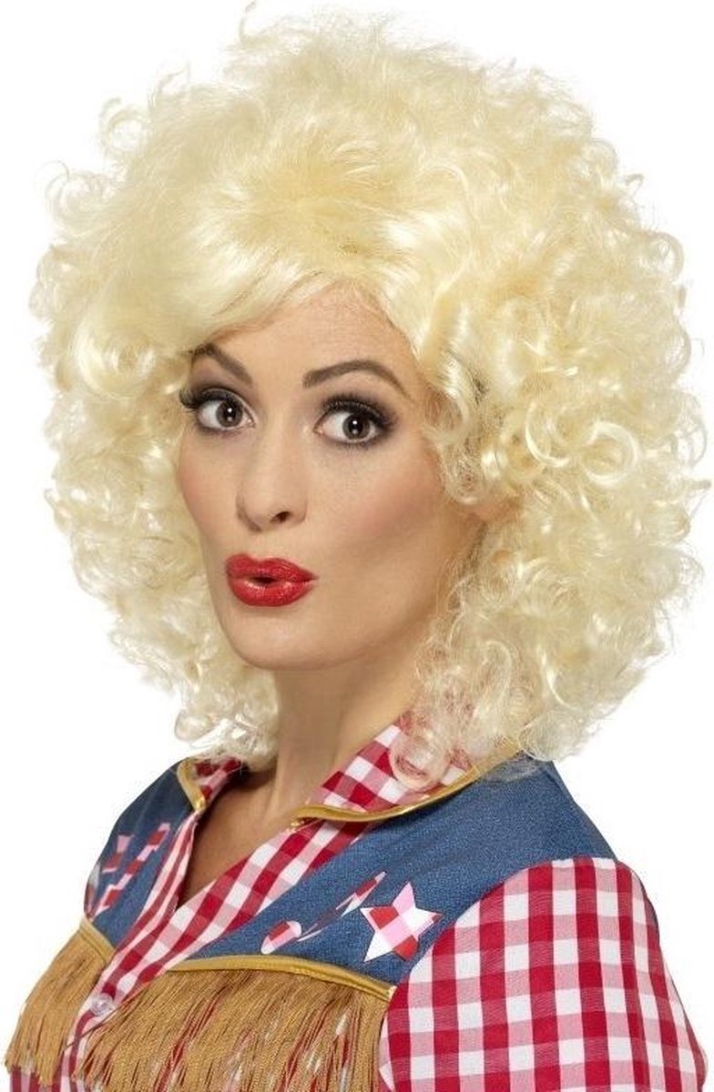 Blonde Dolly korte pruik met krullen voor dames