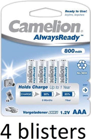 16 stuks Camelion oplaadbaar AAA 1.2V-800Mah