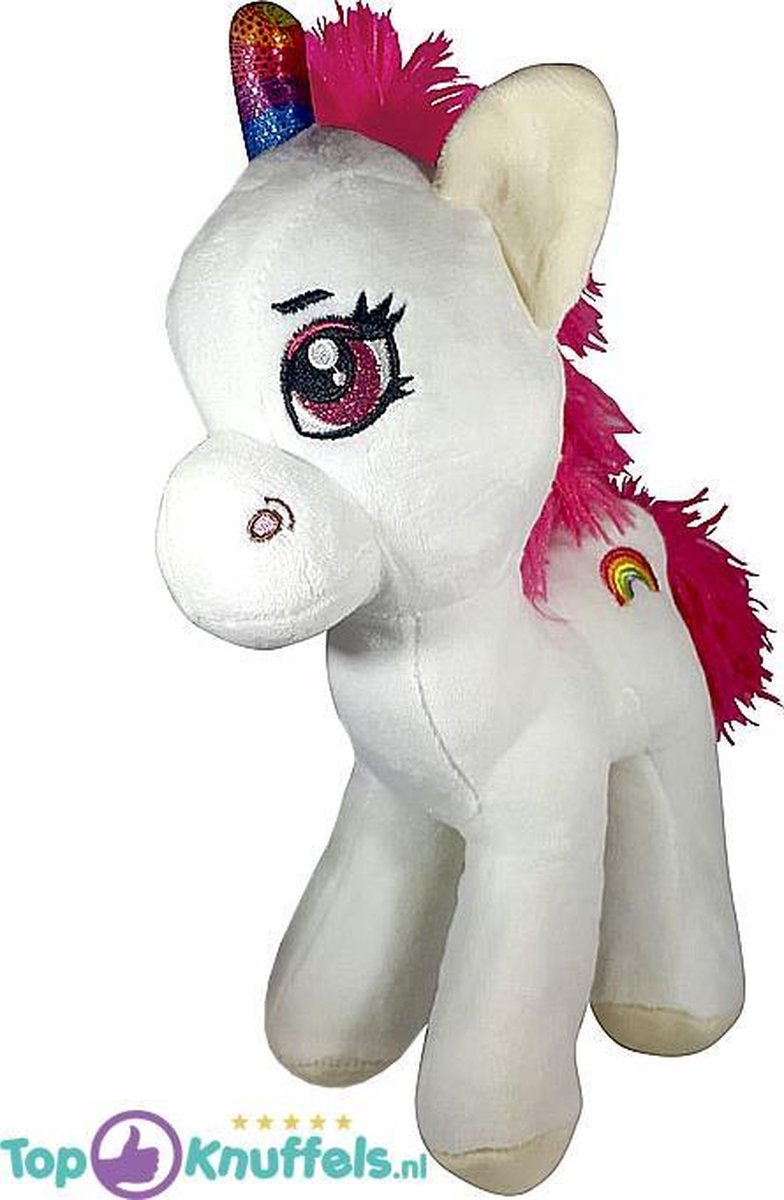 Rainbow Unicorn Pluche Knuffel (Wit) 30 cm | Regenboog Eenhoorn Peluche Plush Toy | Speelgoed Knuffeldier Knuffelpop voor kinderen | Extra zacht en lief knuffeltje