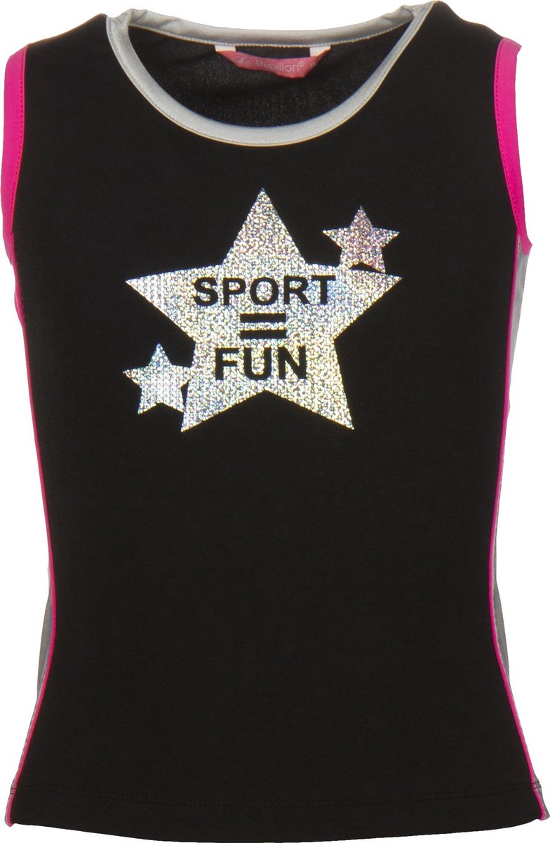 Papillon Tanktop Sport = Fun Meisjes Zwart Mt 152