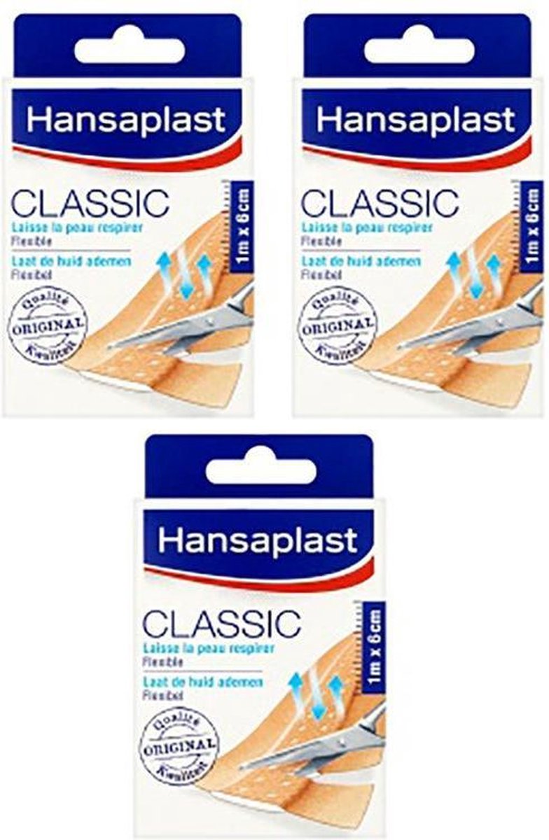 Hansaplast Wondpleister Classic 1mx6cm 3 stuks