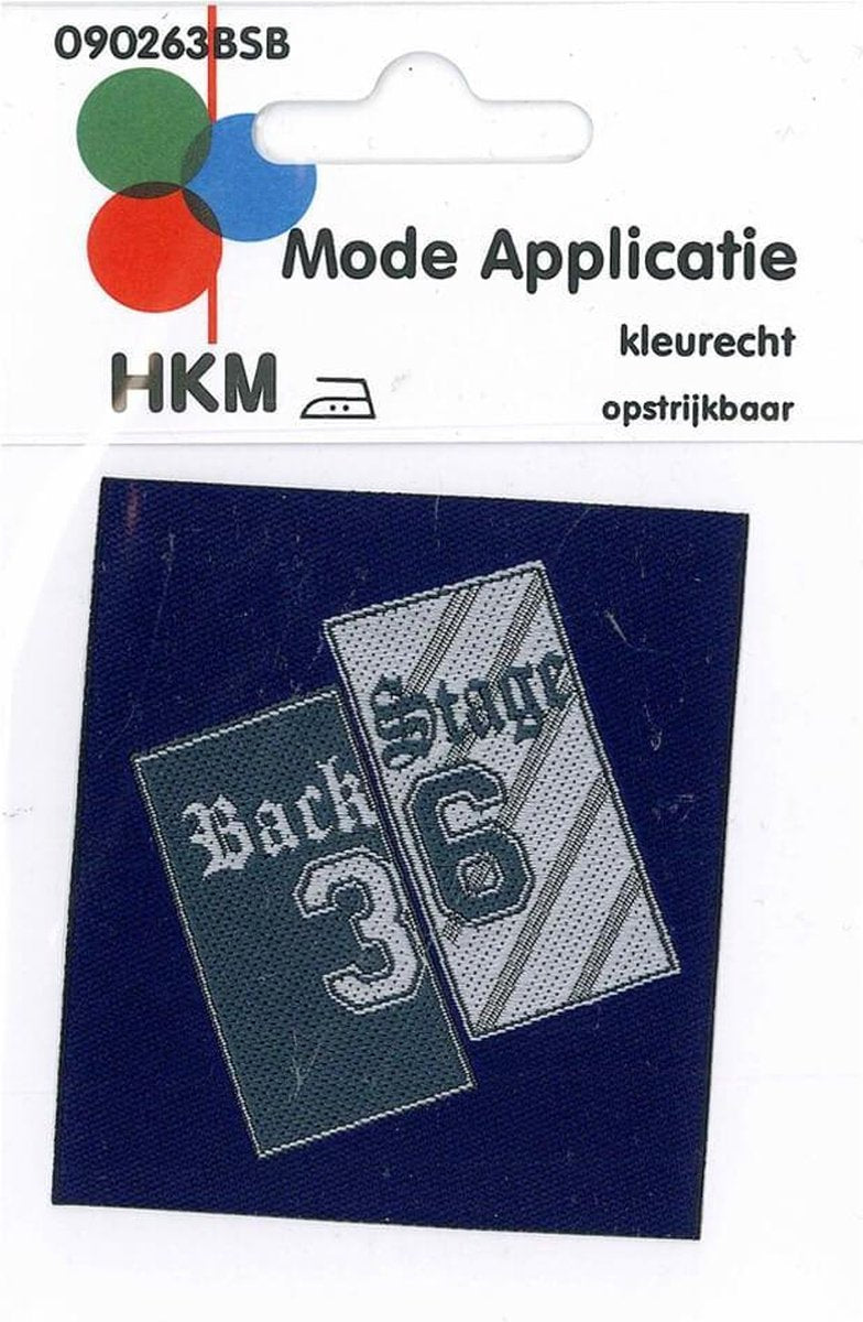 HKM APPLICATIE LABEL BACK STAGE 3 6 OPSTRIJKBAAR - 5 STUKS 6.5 X 7 CM.