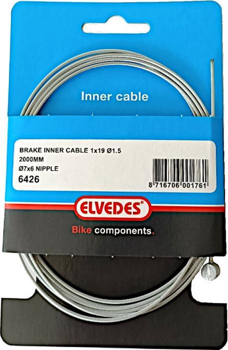 Elvedes rem binnenkabel 2000mm verzinkt T-nippel 6426