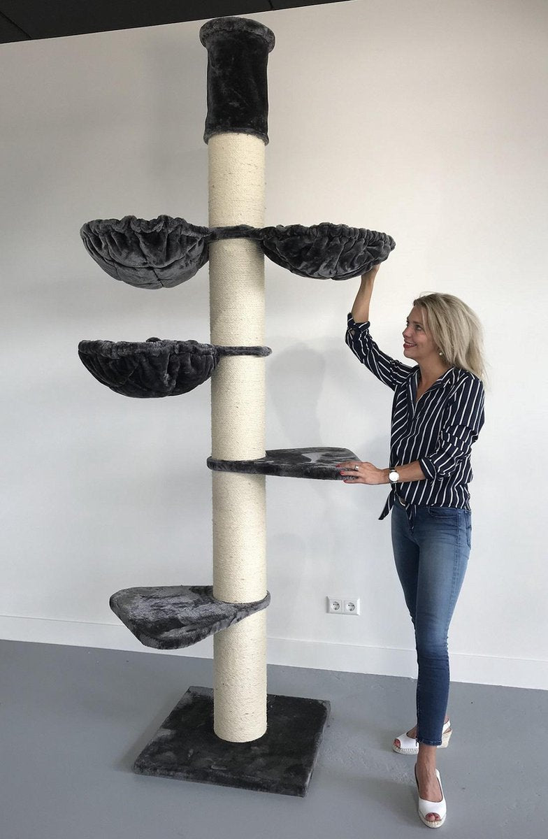 Krabpaal Maine Coon Tower PLUS Antraciet plafondpaal voor grote katten van RHRQuality