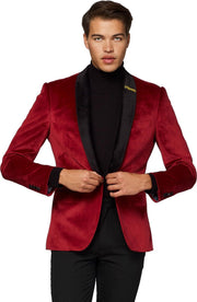 OppoSuits Deluxe Christmas - Dinner Jacket  - Heren Blazer - Kerst - Burgundy - Maat EU 54