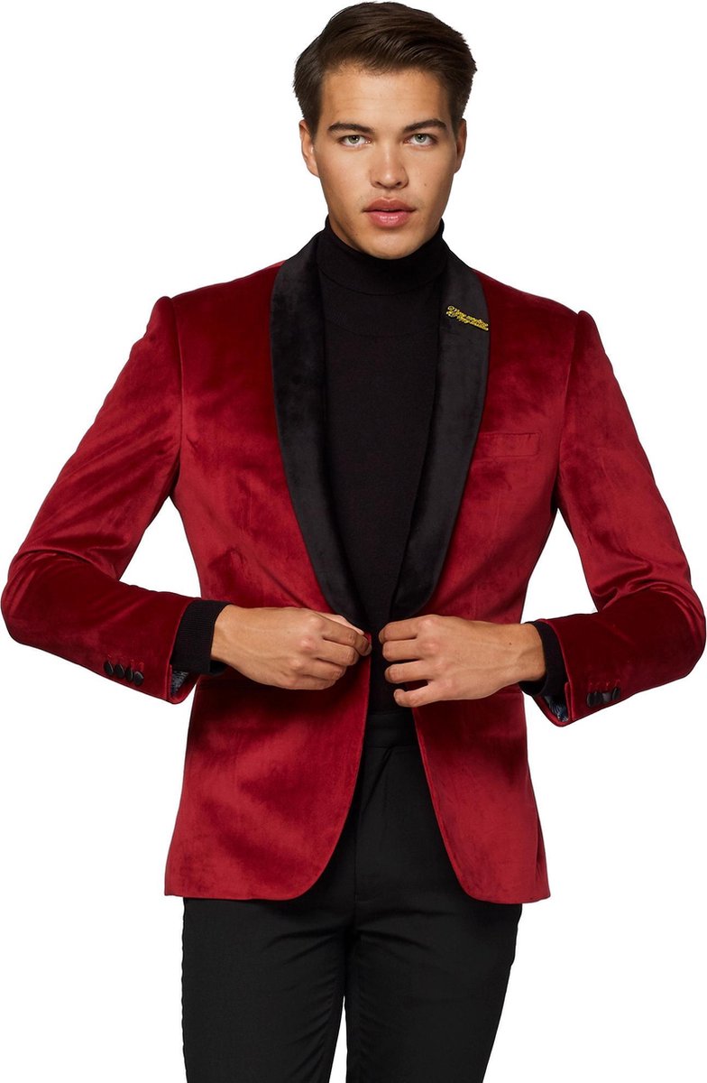 OppoSuits Deluxe Christmas - Dinner Jacket  - Heren Blazer - Kerst - Burgundy - Maat EU 54