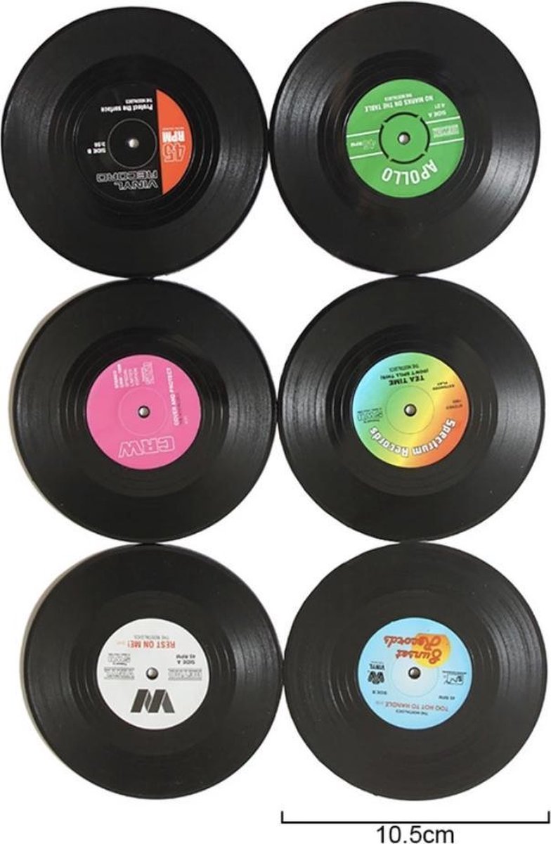 LP | Vinyl Onderzetters 6 stuks van Versteeg® - retro - Onderzetters - Vintage - Platen - Rond - Langespeelplaat - Muziekliefhebber - Muziekliefhebbers - LP's - Glazen - Glazenonderzetter - Glazenonderzetters - Drinkenonderzetters