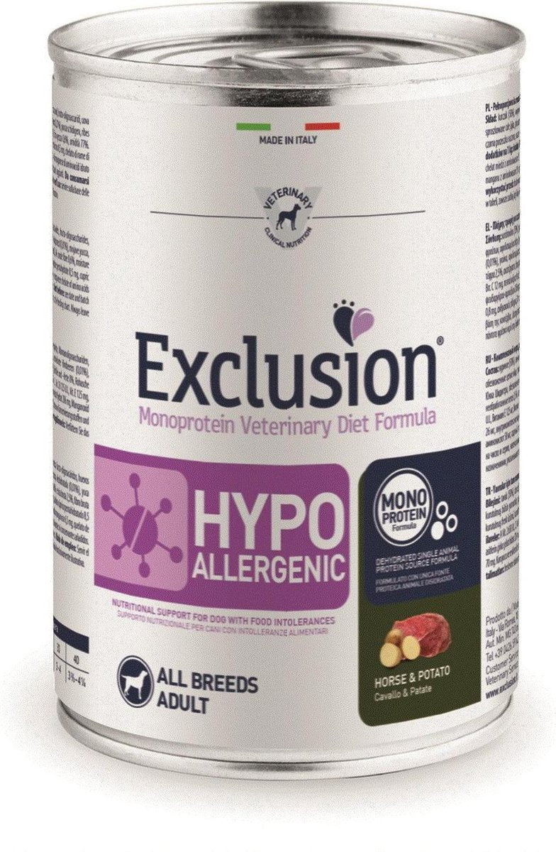 EXCLUSION MONOPROTEIN VETERINARY DIET FORMULA HYPOALLERGENIC HORSE AND POTATO ALL BREEDS conf. 6 x 400 gr
