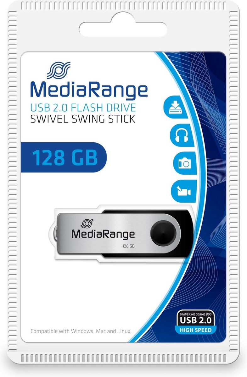 MediaRange MR913 USB flash drive 128 GB USB Type-A 2.0 Zwart