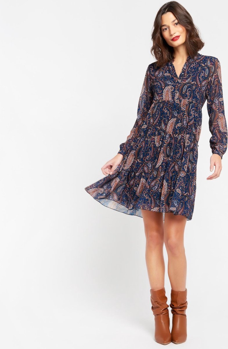 Mini babydoll jurk met bloemenprint - Marine Blauw