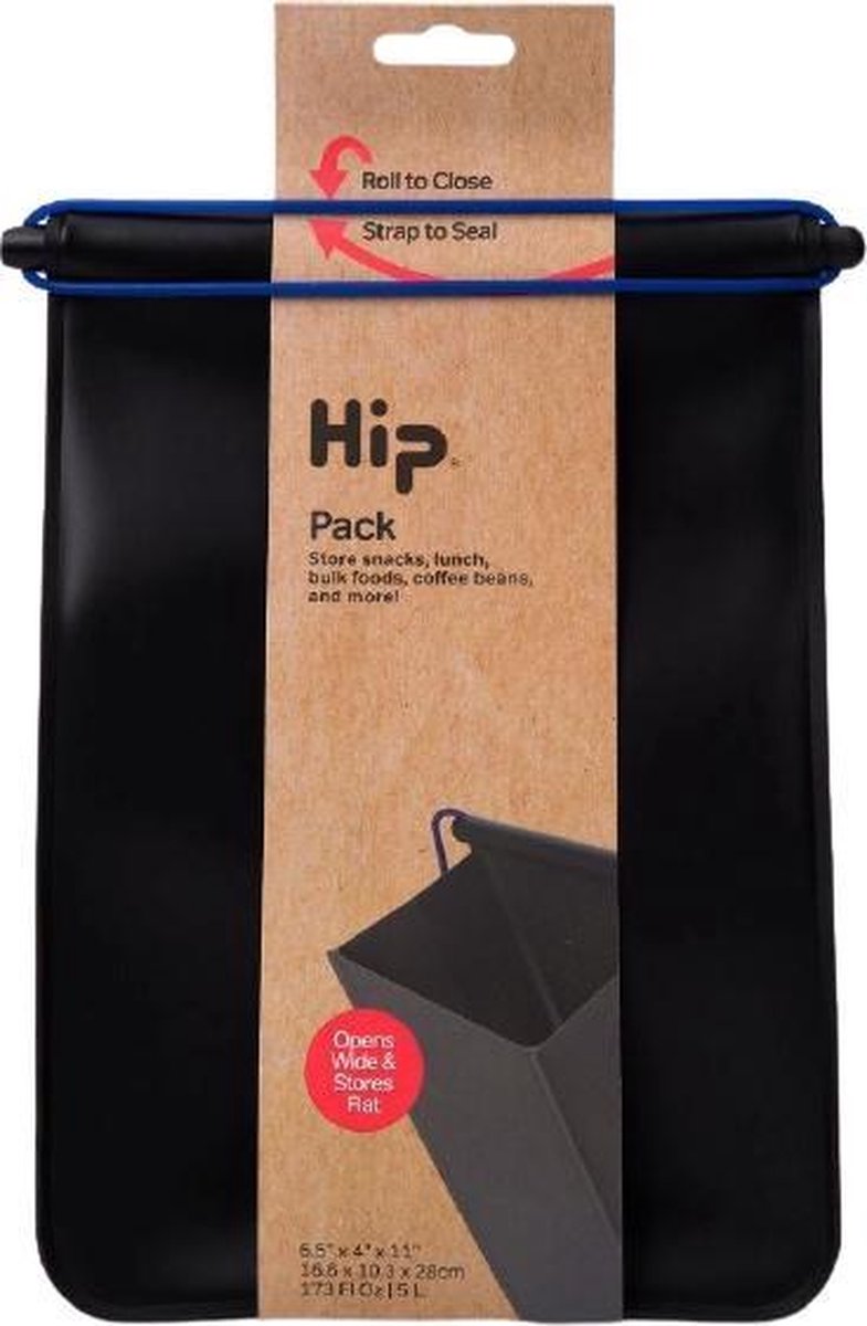 HIP Pack Groot - Herbruikbare Lunchzak - Siliconen/Polypropyleen - Zwart