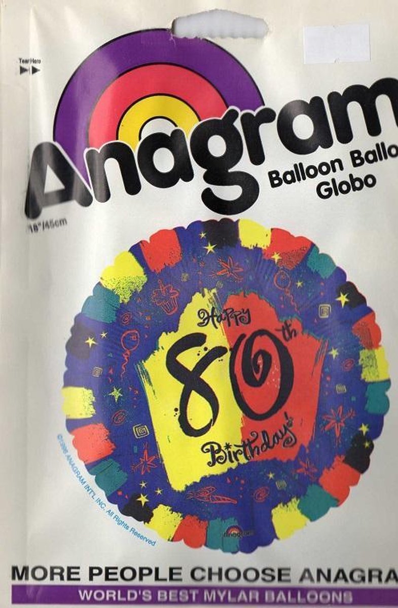 folieballon - 80 jaar - 45cm - leeg