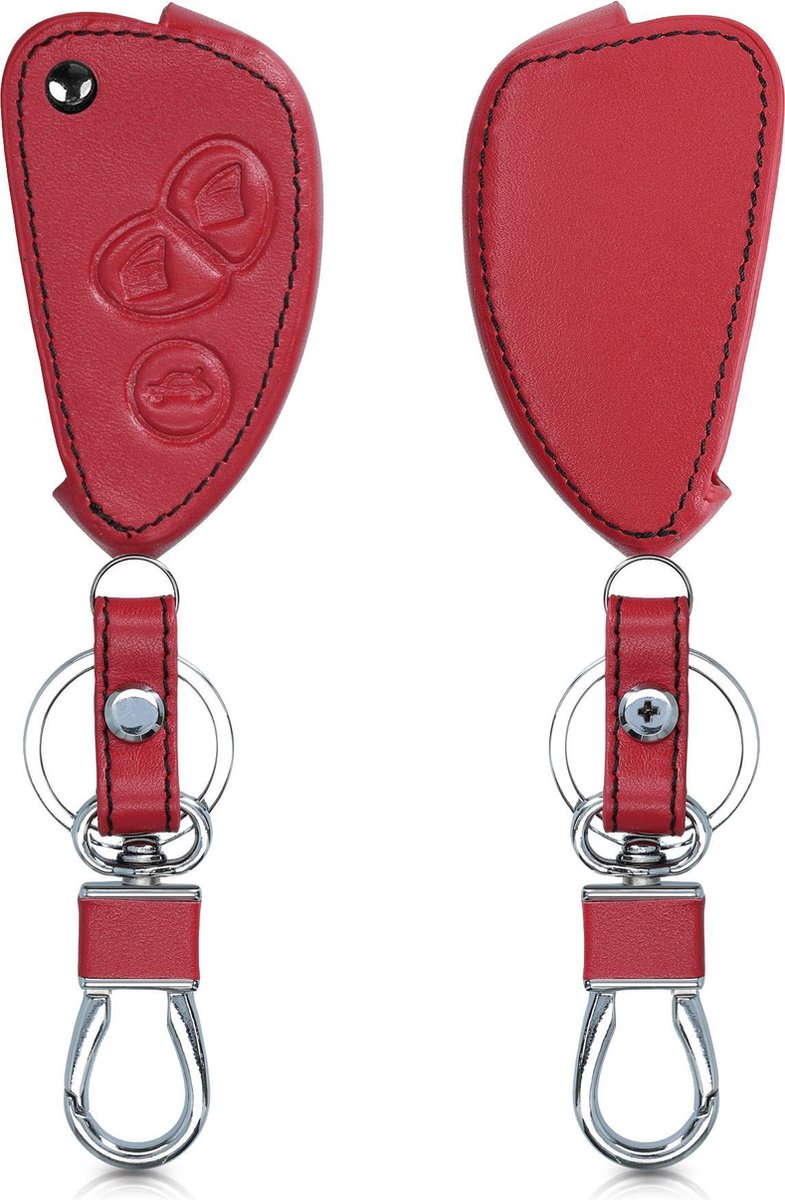 kwmobile autosleutelhoes voor Alfa Romeo 3-knops inklapbare autosleutel - Beschermhoes van imitatieleer in rood