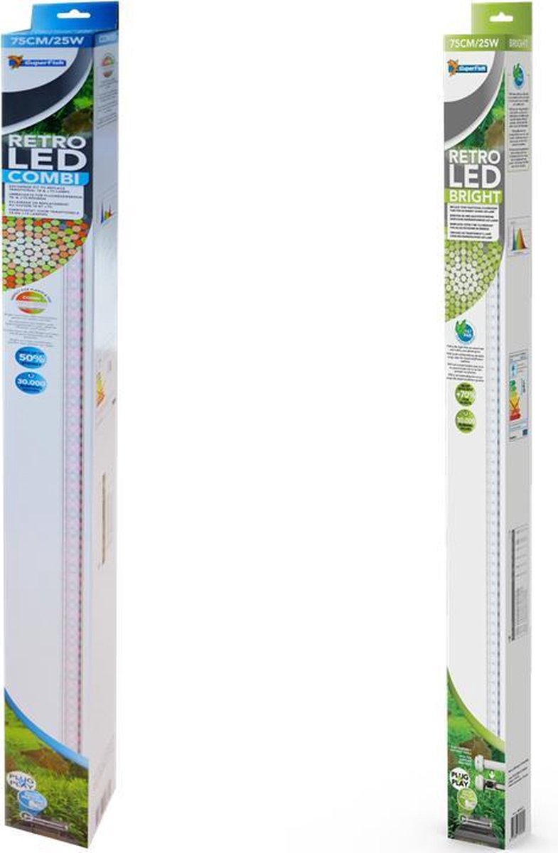 Superfish RetroLed Bright 75 cm + RetroLed Combi 75 cm (Aquariumverlichtingsset)