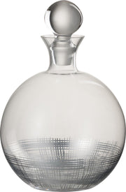 J-Line Karaf Stop Raster Bol Glas Zilver/Transparant
