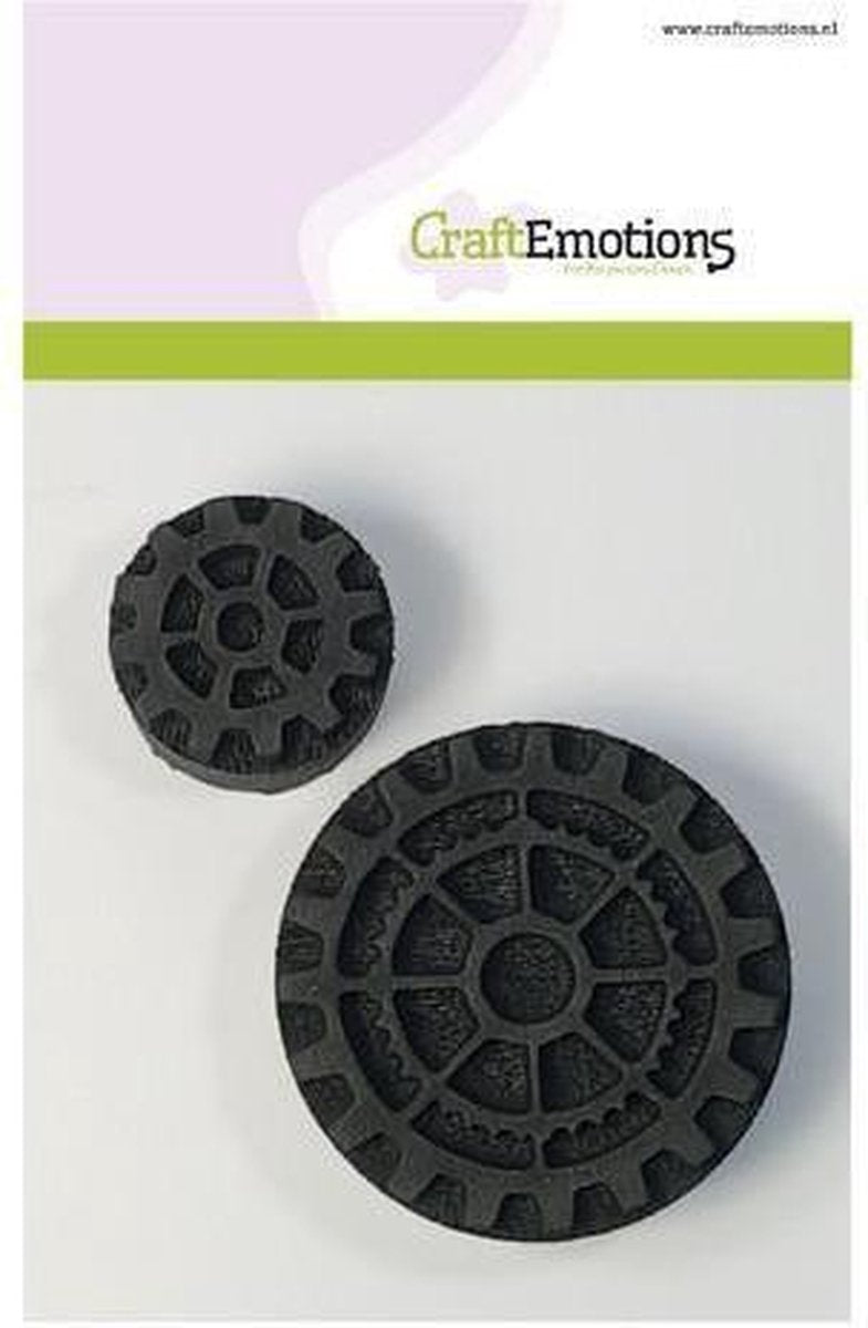 CraftEmotions Foam stamps tandwiel groot en klein 2 65mm - 35mm